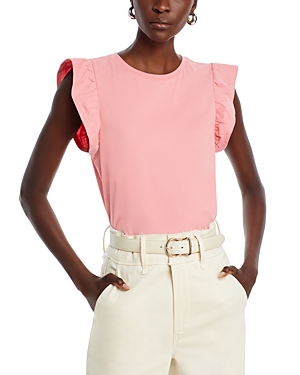 Shop Paige Erissa Ruffle Cap Sleeve Tee In Bissou