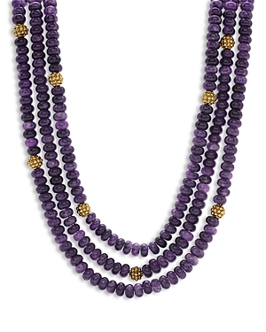 Capucine De Wulf Berry & Jade Bead Triple Strand Necklace in 18K Gold Plated, 18