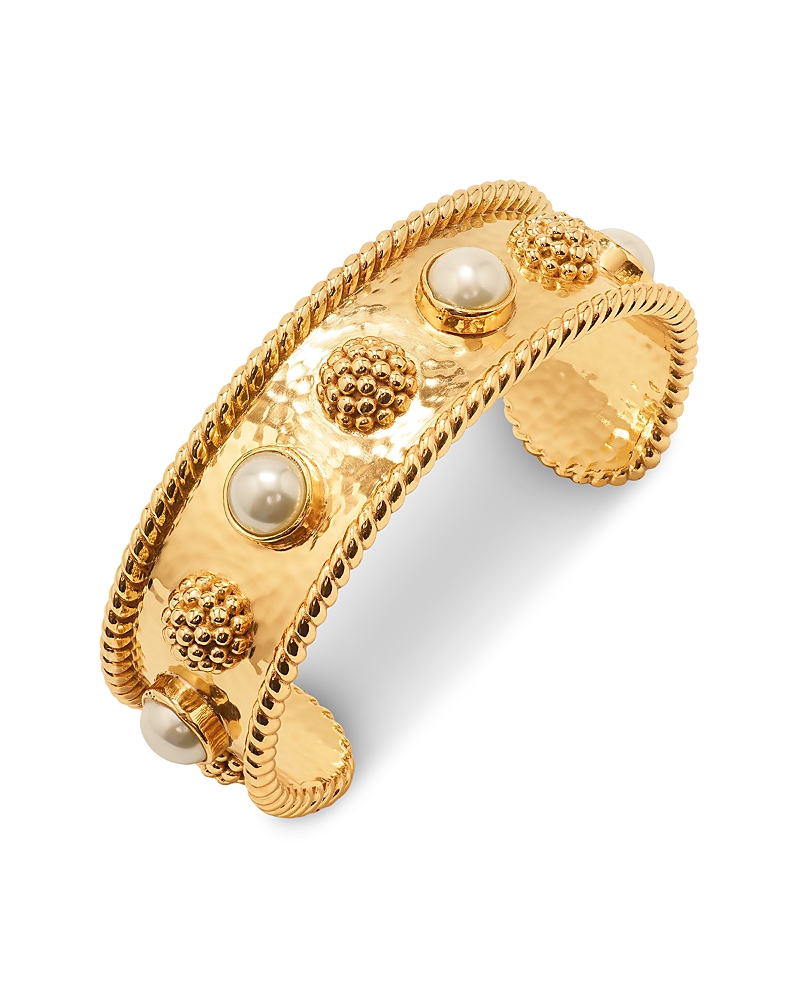 Capucine De Wulf Berry & Jade Cuff Bracelet In 18k Gold Plated In Gold/pearl