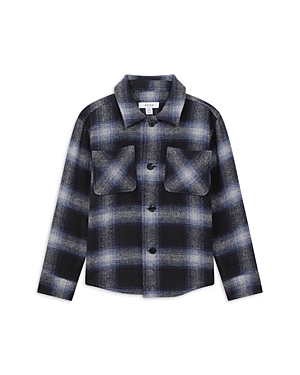 Shop Reiss Boys' Idaho Jr Check Flannel Overshirt - Little Kid In Blue Multi