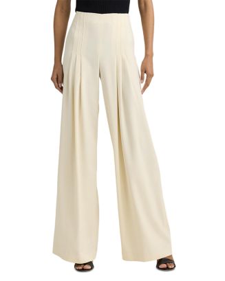 Ralph Lauren - WOMEN'S PLEATED WIDE PANT WITH LEATHER WAIST main image 1