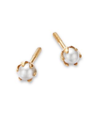 Children's Freshwater Pearl Screw Back Stud Earrings in 14K Yellow Gold