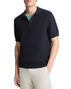 Vince Crafted Rib Cotton & Cashmere Regular Fit Polo Collar Sweater