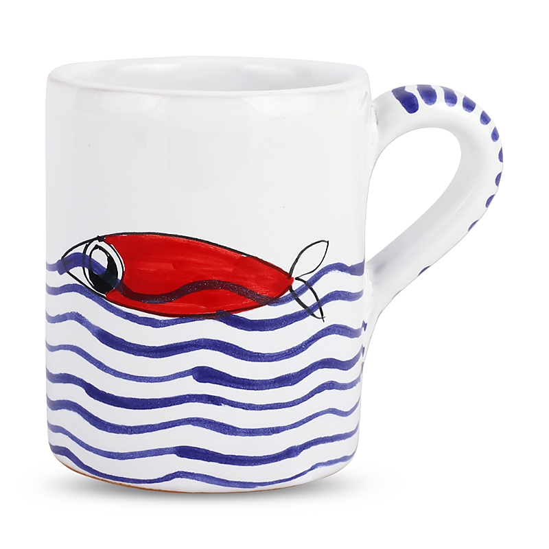 Vietri Pesce Pazzo Multicolor Swimming Fish Mug In Red Fish