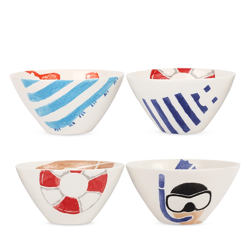 Vietri Riviera 4-piece Assorted Cereal Bowl Set In Open Misce