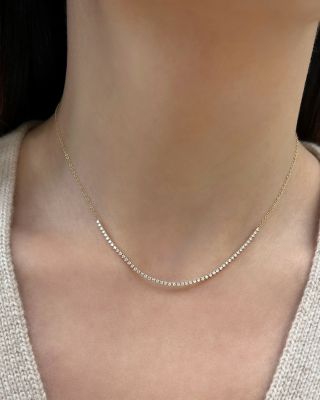 14K Yellow Gold Diamond Collar Necklace, 14-16"