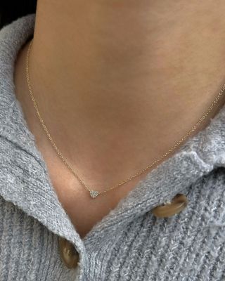 14K Yellow Gold Diamond Baby Heart Necklace, 15.5"