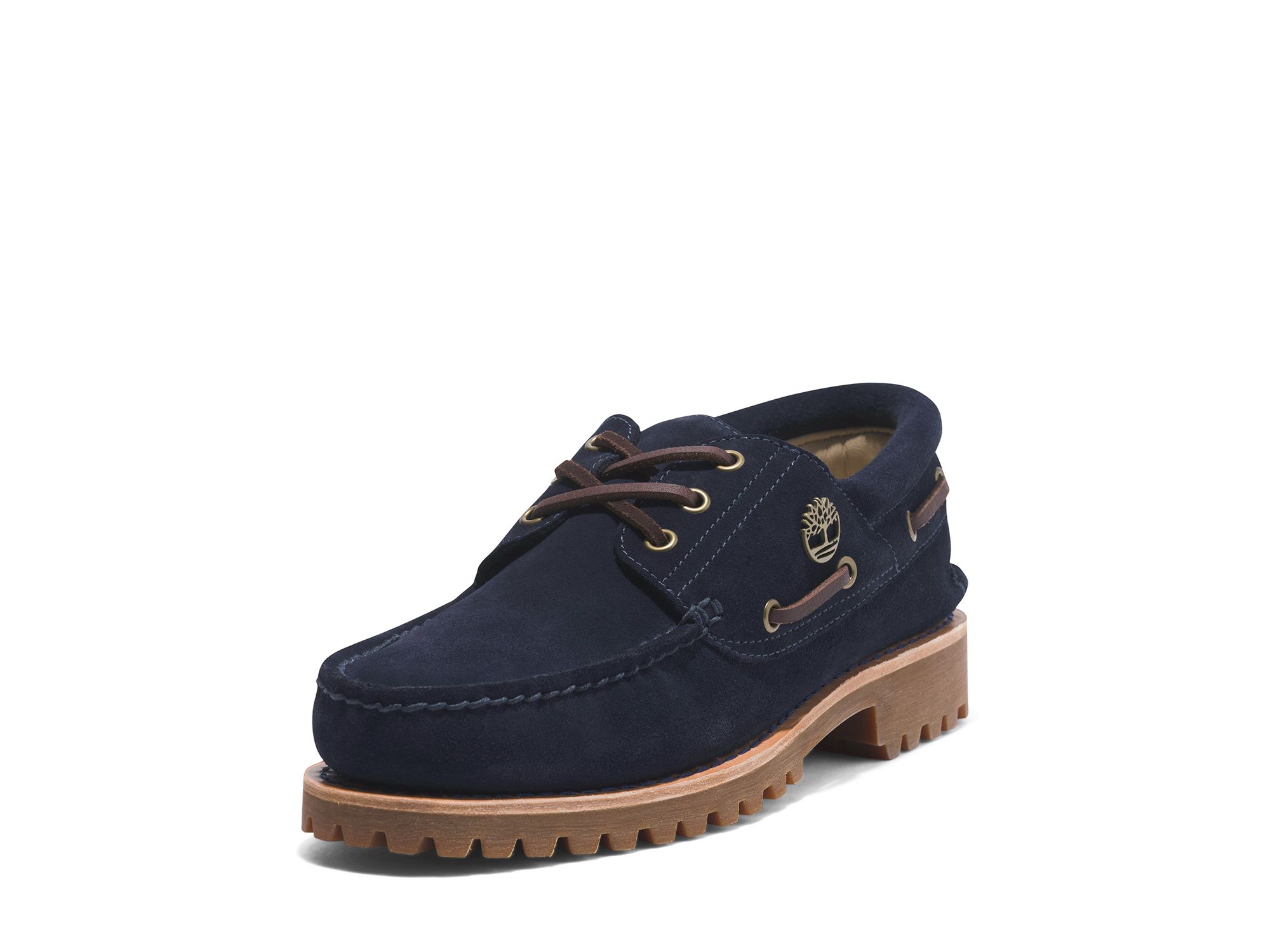 Men's C.F. Stead Indigo Suede 3 Eye Lug Handsewn Boat Shoes — Image 5