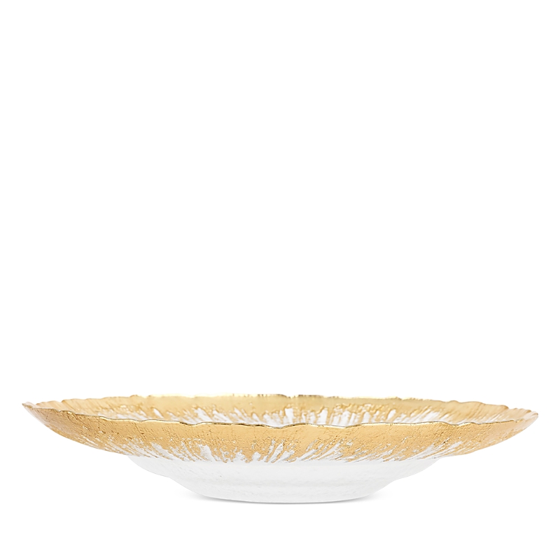 Vietri Rufolo Glass Metallic Brushstroke Medium Shallow Bowl In Gold