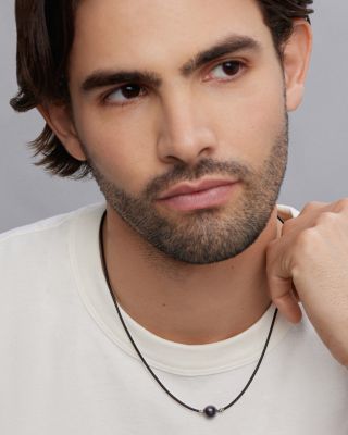 Men's Sterling Silver Anthem Black Tahitian Pearl Pendant Necklace, 20" - Exclusive