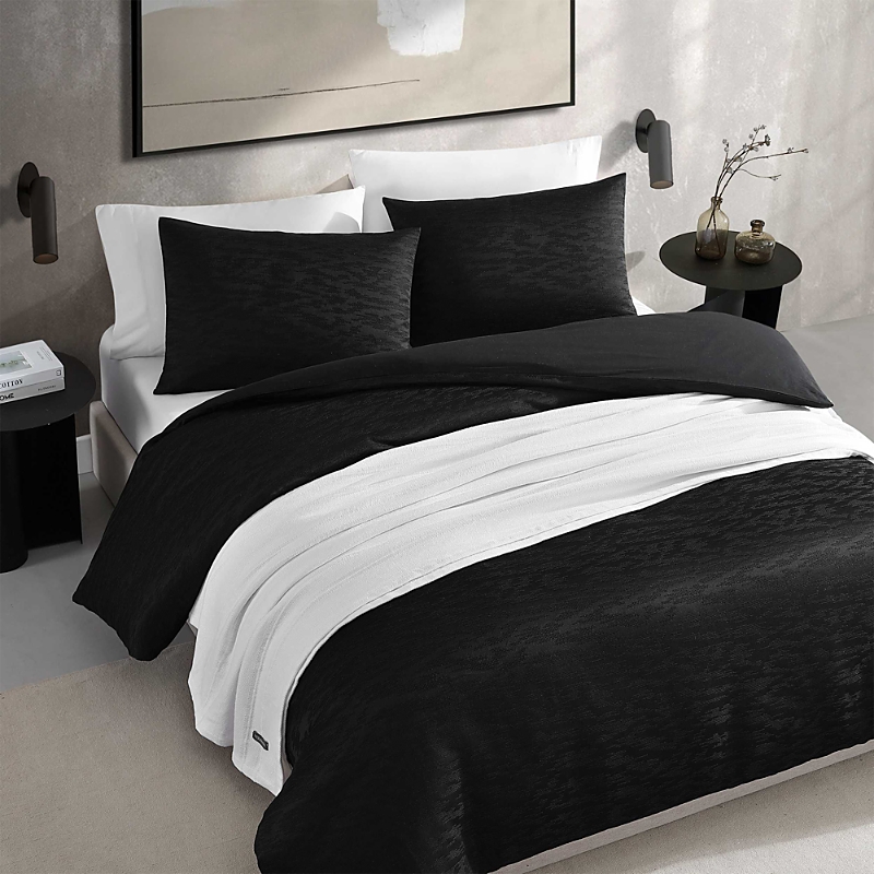 Vera Wang Illusion Textured 3 Piece Comforter Set, Queen In Black