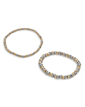 Allsaints Mixed Beaded Bracelet, Set Of 2 In White