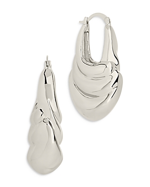 Shop Sterling Forever Manon Sculpted Hoop Earrings In Silver