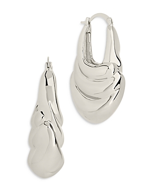 Sterling Forever Manon Textured Statement Hoop Earrings In Silver