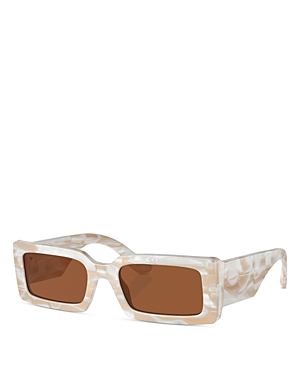 Shop Dolce & Gabbana Rectangular Sunglasses, 53mm In Ivory/brown Solid