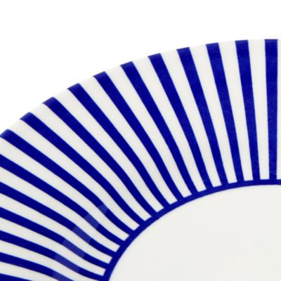 Blue Italian Steccato Narrow Stripe Tidbit Plates, Set of 4