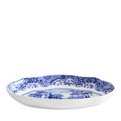 Blue Italian Oval Fluted Dish