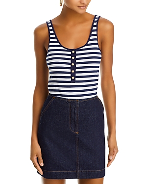 Generation Love Fathima Striped Cotton Tank Top In Navy/white