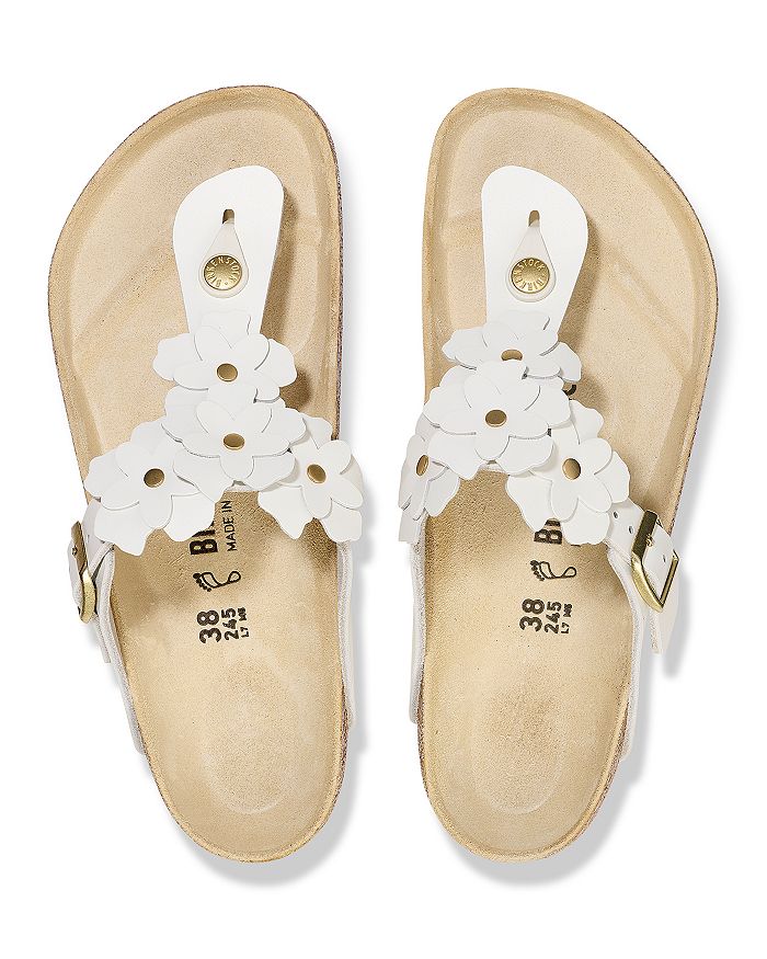 Shop Birkenstock Women's Gizeh Flowers Slip On Thong Sandals In White