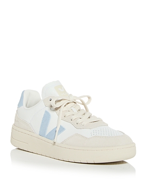 Shop Veja Women's V-90 Low Top Sneakers In Extra White Steel
