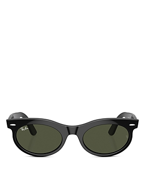 Shop Ray Ban Ray-ban Wayfarer Oval Sunglasses, 53mm In Black/green Solid