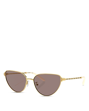 Shop Tory Burch Eleanor Metal Cat Eye Sunglasses, 56mm In Gold/purple Mirrored Solid