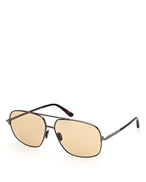 Shop Tom Ford Tex Navigator Sunglasses, 62mm In Gray/tan Solid