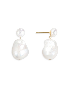 Shashi Iianthia Cultured Freshwater Pearl Drop Earrings in 14K Gold Plated Sterling Silver