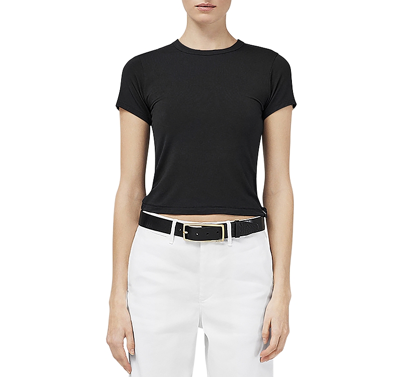 Rag & Bone Luca Cropped Ribbed Stretch-woven T-shirt In Black