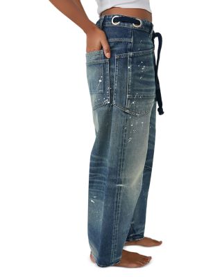 We The Free Moxie Low Slung Pull On Barrel Jeans in Timeless Blue