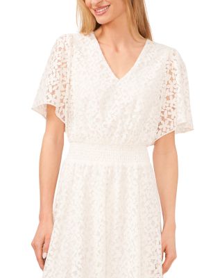 V Neck Flutter Sleeve Maxi Dress