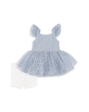 Miniclasix Girls' Tutu Dress & Bike Shorts Set - Baby In Blue