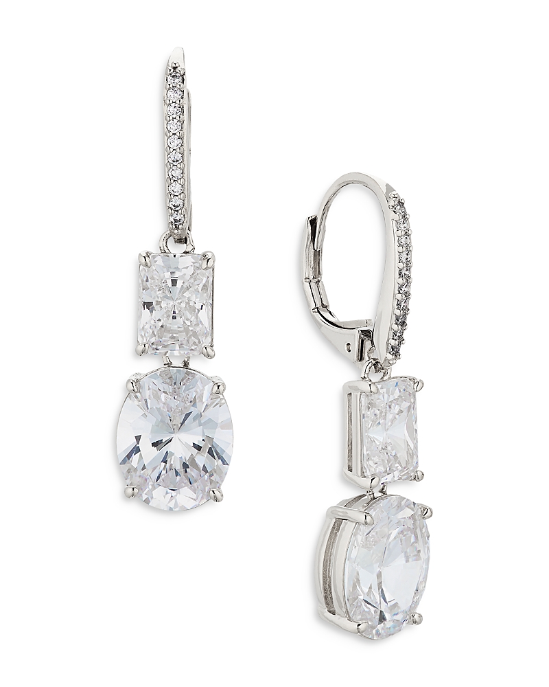 Shop Nadri Cora Double Drop Earrings In Silver