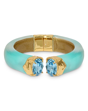Shop Alexis Bittar Bonbon Hinge Bangle Bracelet In Blue/gold