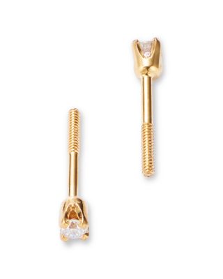 Children's Diamond Solitaire Screw Back Stud Earrings in 14K Yellow Gold, 0.04 tcw