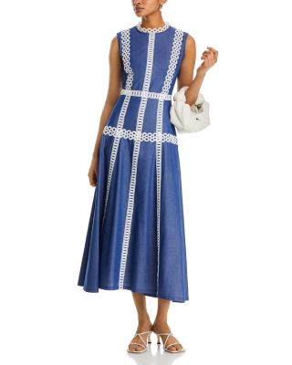 Contrast Trim Midi Dress