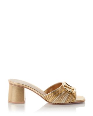 Women's Square Toe Logo High Heel Sandals