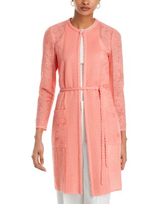 Jacquard Ottoman Knit Tie Waist Jacket