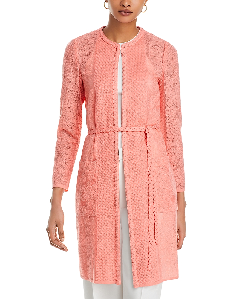 Misook Jacquard Ottoman Knit Tie Waist Jacket