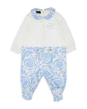 Versace Unisex Barocco Jersey Footie - Baby In White+whal