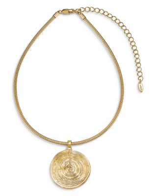 Statement Disc Choker Necklace in 18K Gold Plated, 15" 