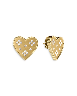 Roberto Coin 18K Yellow Gold Diamond Venetian Princess Heart Stud Earrings