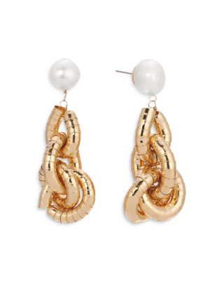 Liquid Link Cultured Freshwater Pearl Drop Earrings in 18K Gold Plated