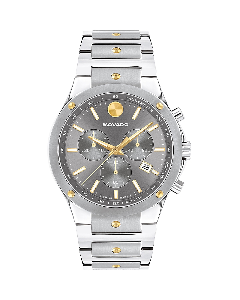 Movado Men's Se Swiss Quartz Chrono Stainless Steel Two-tone Yellow Pvd Watch 42mm In Gray/silver