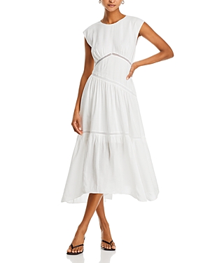 Shop Frame Lace Inset Midi Dress In White