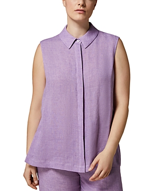 Shop Marina Rinaldi Eddy Button Down Sleeveless Shirt In Lilac