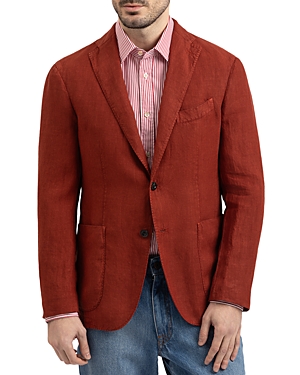 Boglioli Garment Dyed Linen Slim Fit Jacket In Open Orange