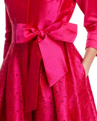 Embroidered Sash Belt Shirt Dress