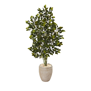 Nearly Natural 53in. Ficus Artificial Tree In Sand Colored Planter In Green