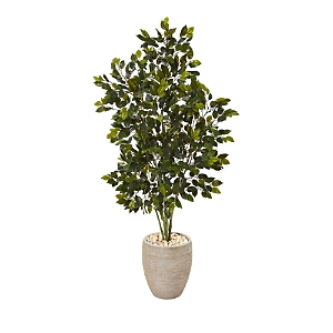 NEARLY NATURAL 53IN. FICUS ARTIFICIAL TREE IN SAND COLORED PLANTER
